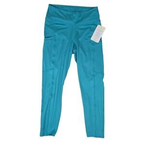 NWT Fabletics Pure Luxe Teal Blue Womens XL Leggings Pockets Fitness Athletic